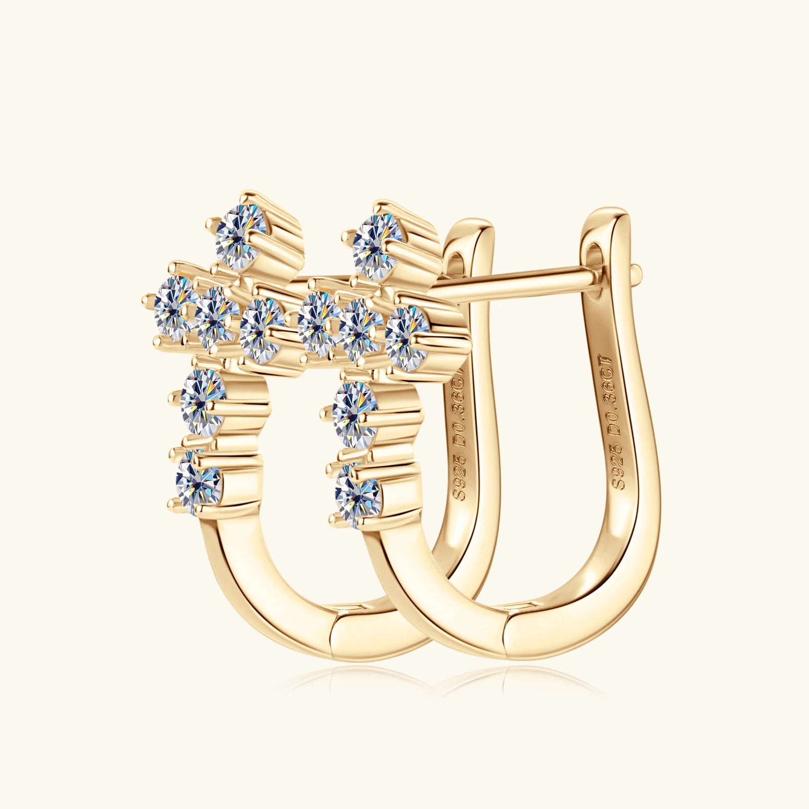 Earring 925 Sterling Silver Cross Earrings 18K White Gold Plated Hoops for Women Faith Gift 2.5mm Moissanite Diamond