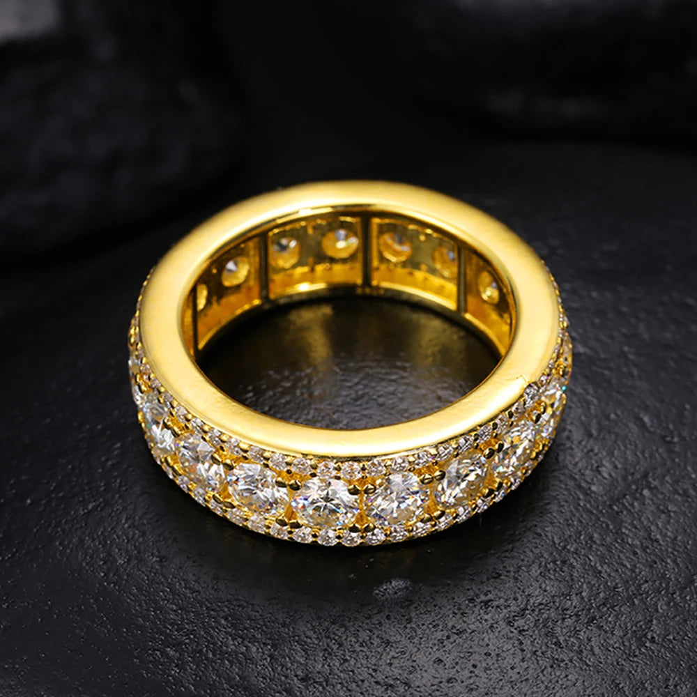 4mm D Color all Moissanite Rings for Women Men 100% S925 Sterling Silver Plated 18K