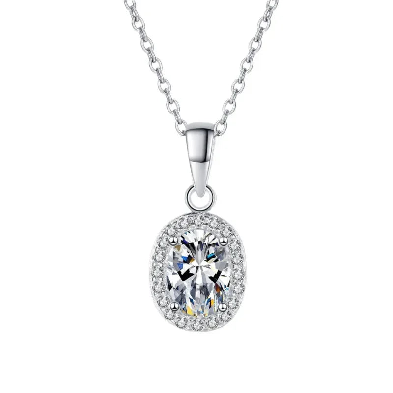 Girl Friend Valentine's Day 18K White Gold Necklaces Women Wedding 1CT Moissanite Diamond PT950 Platinum Pendant Birthday Gift