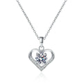18K White Gold Platinum Pt950 1 Carat Moissanite Necklace for Women Love Heart Pendant Luxury Collarbone Chain for Girlfriend