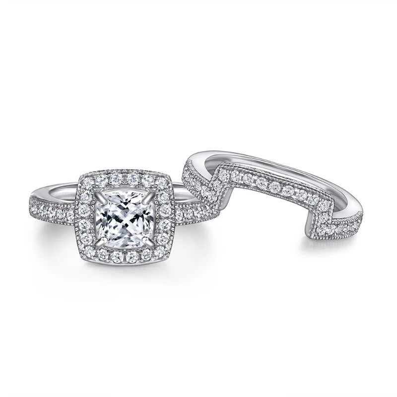 1 Carat Moissanite Engagement Wedding Set Ring