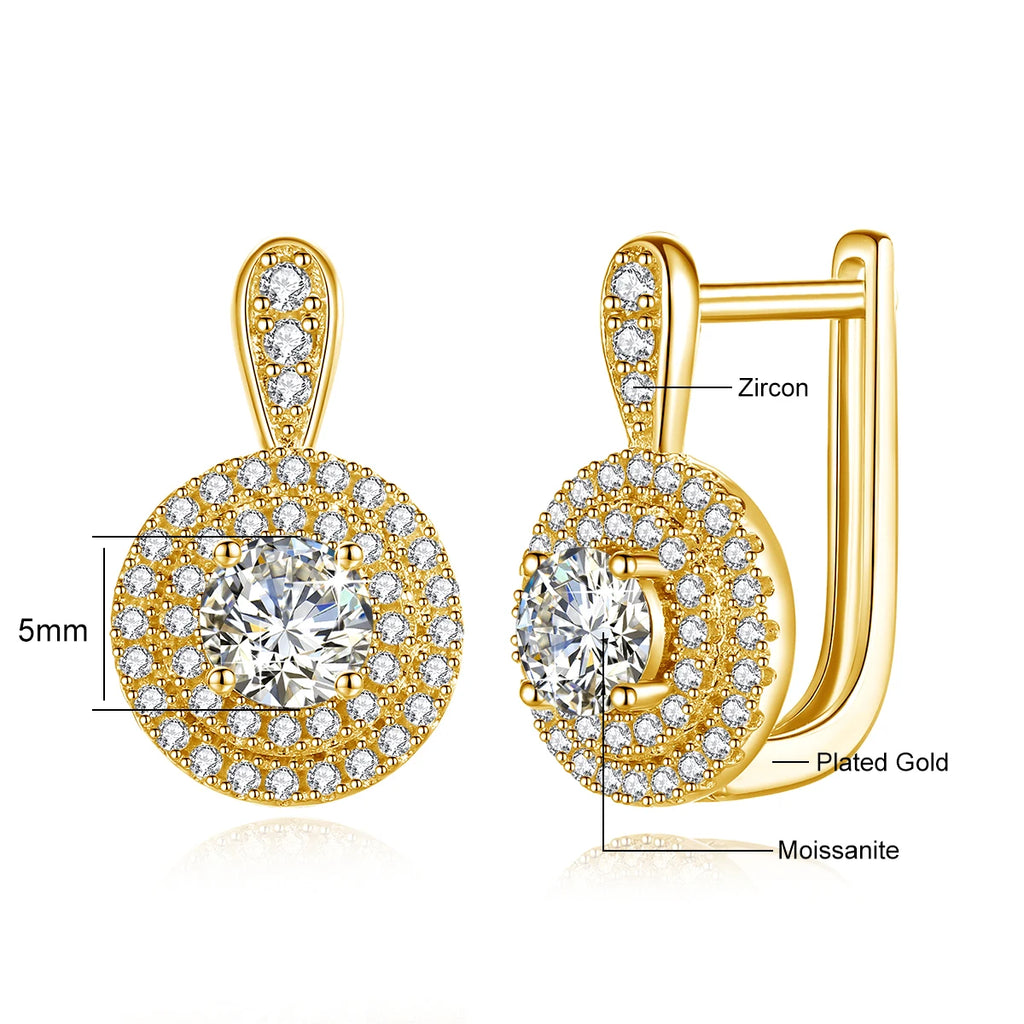 Moissanite Diamond Stud Earrings 100% Pure 925 Silver Jewelry 1ct 5mm
