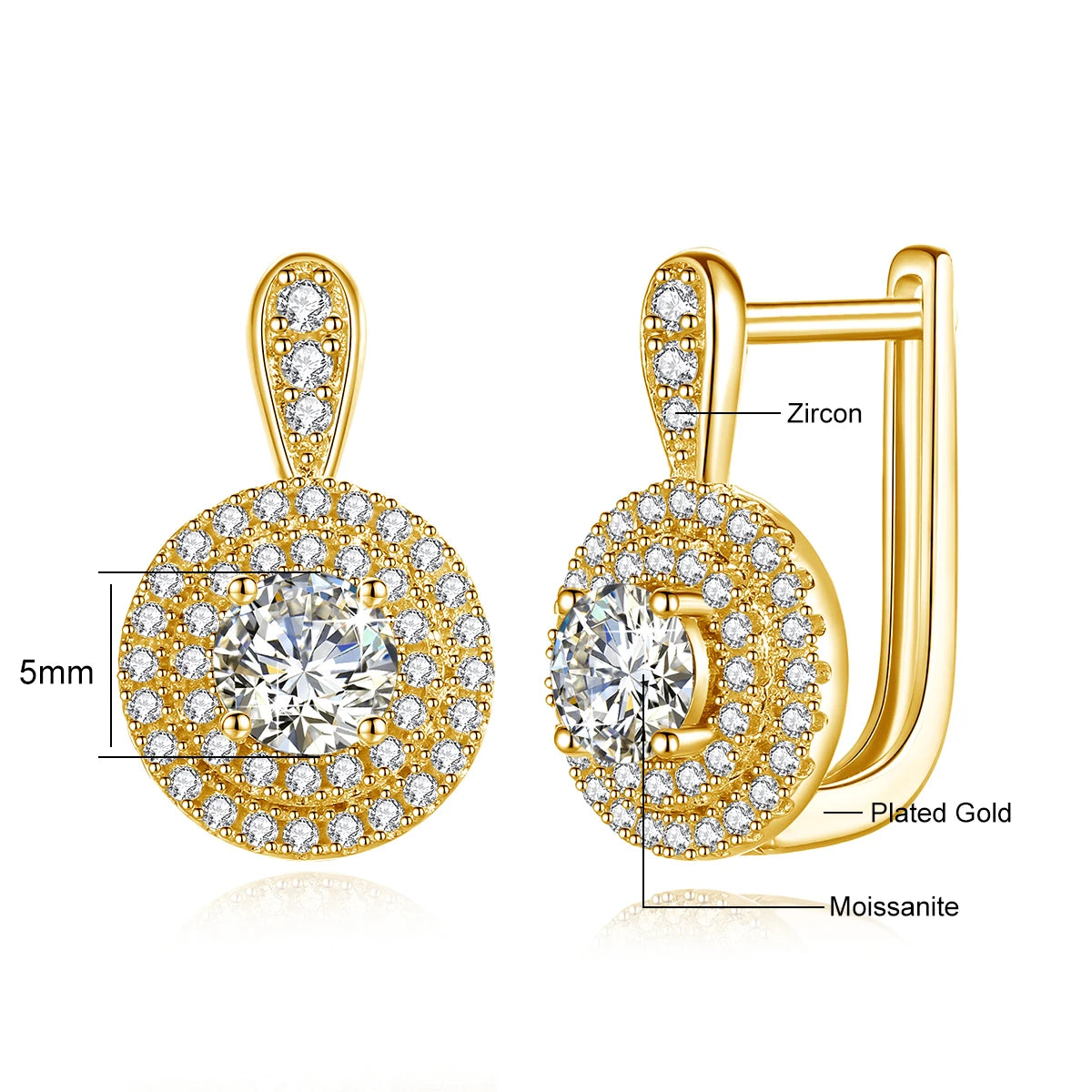 Moissanite Diamond Stud Earrings 100% Pure 925 Silver Jewelry 1ct 5mm