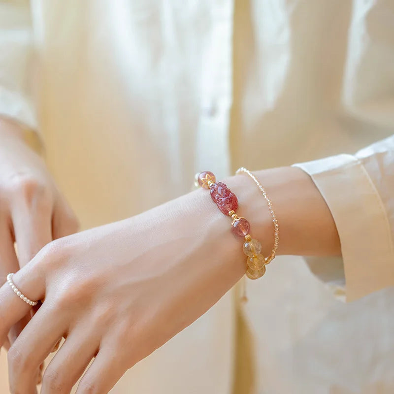 Natural Strawberry Crystal Bracelet