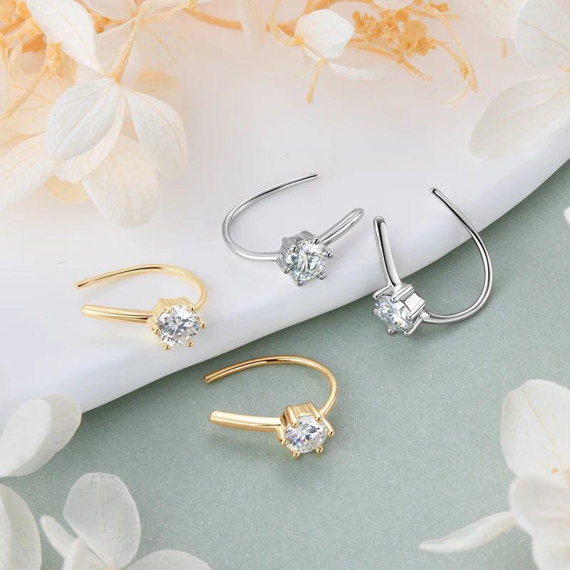 5MM 6 Prong Moissanite Earrings 925 Sterling Silver Stud Earring
