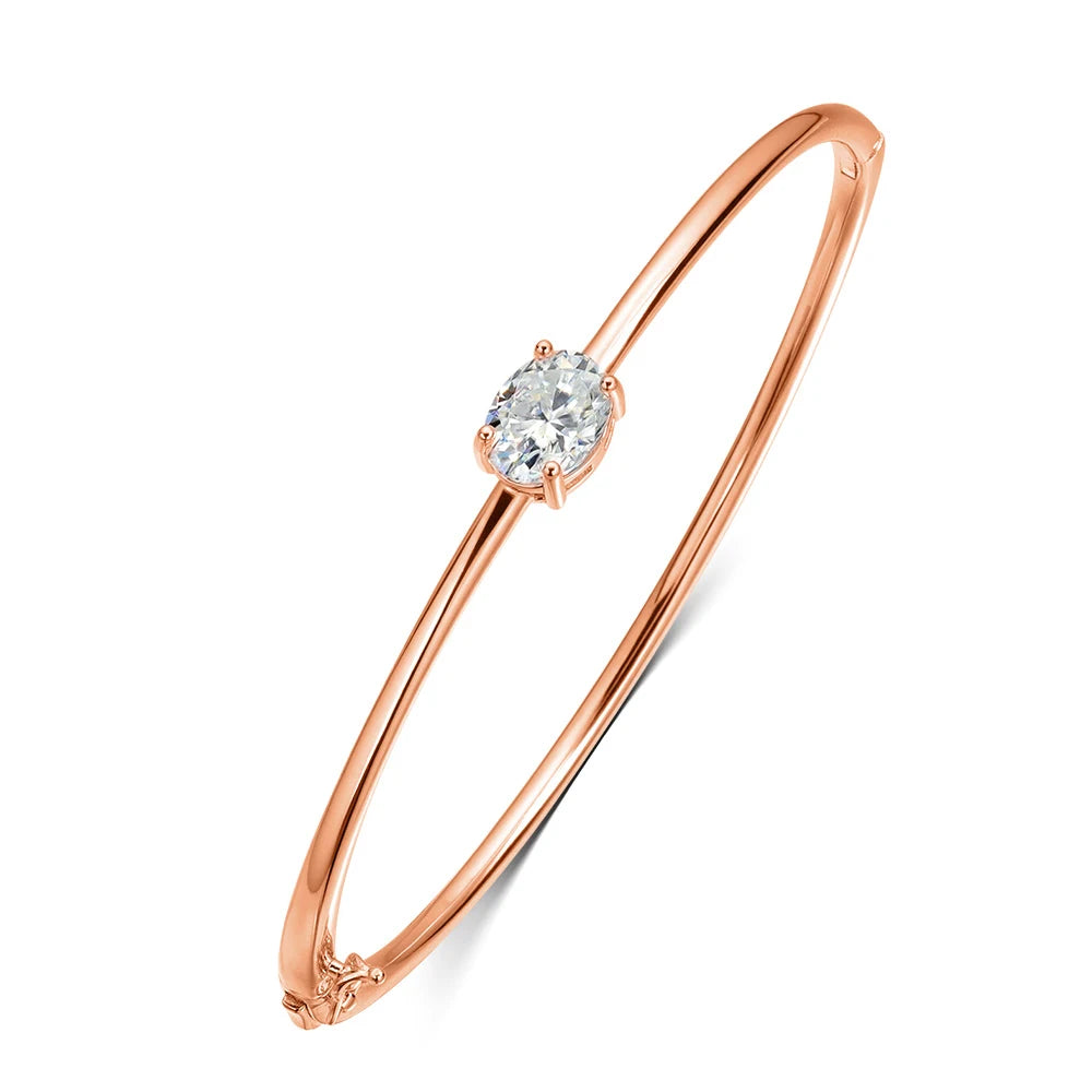 Moissanite Bangles Elegant Women 2ct Oval Cut Diamond Solid s925 Silver GRA Certified Dainty Bracelet Fine Jewelry Gift