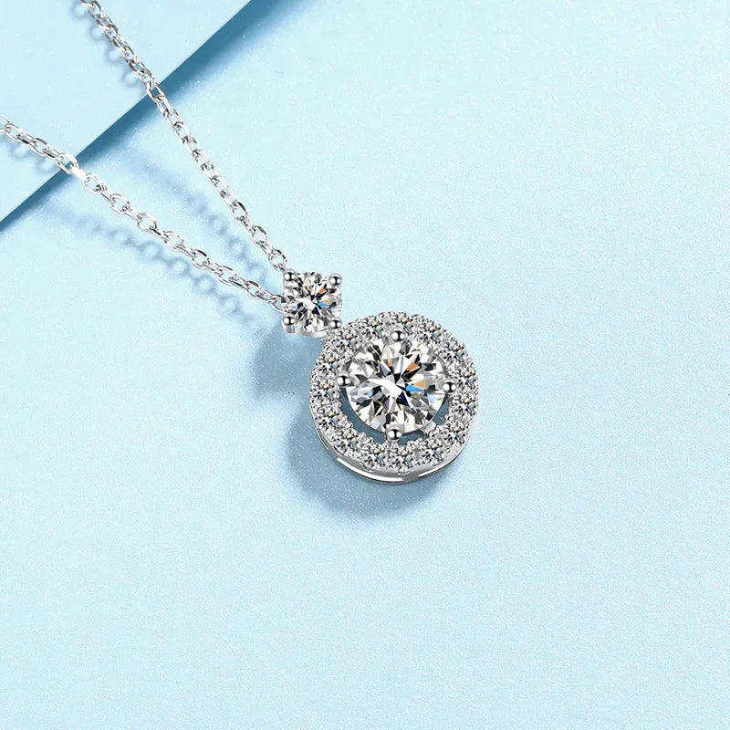 Girl Valentine's Day PT950 Platinum Necklaces Women Wedding 1.3CT Moissanite Diamond Pendant Daughter Birthday Gift Fine Jewelry