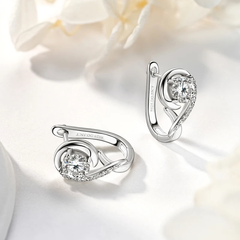 Moissanite Diamond Earring 925 Sterling Silver Hoop Earrings