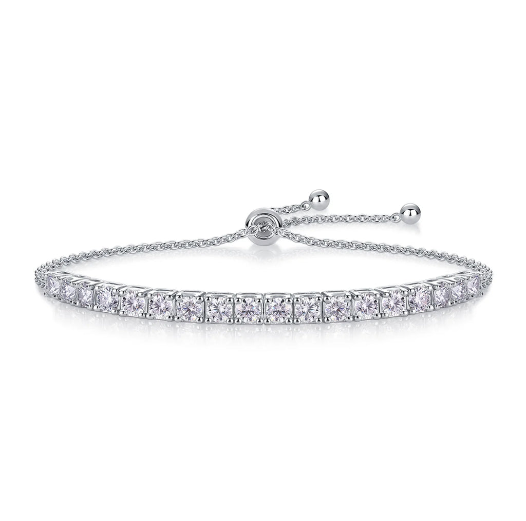 Moissanite Tennis Bracelet 1.8ct-9ct Diamond Bracelets for Women 18K White Gold Plated S925 Sterling Silver Adjustable Bracelets
