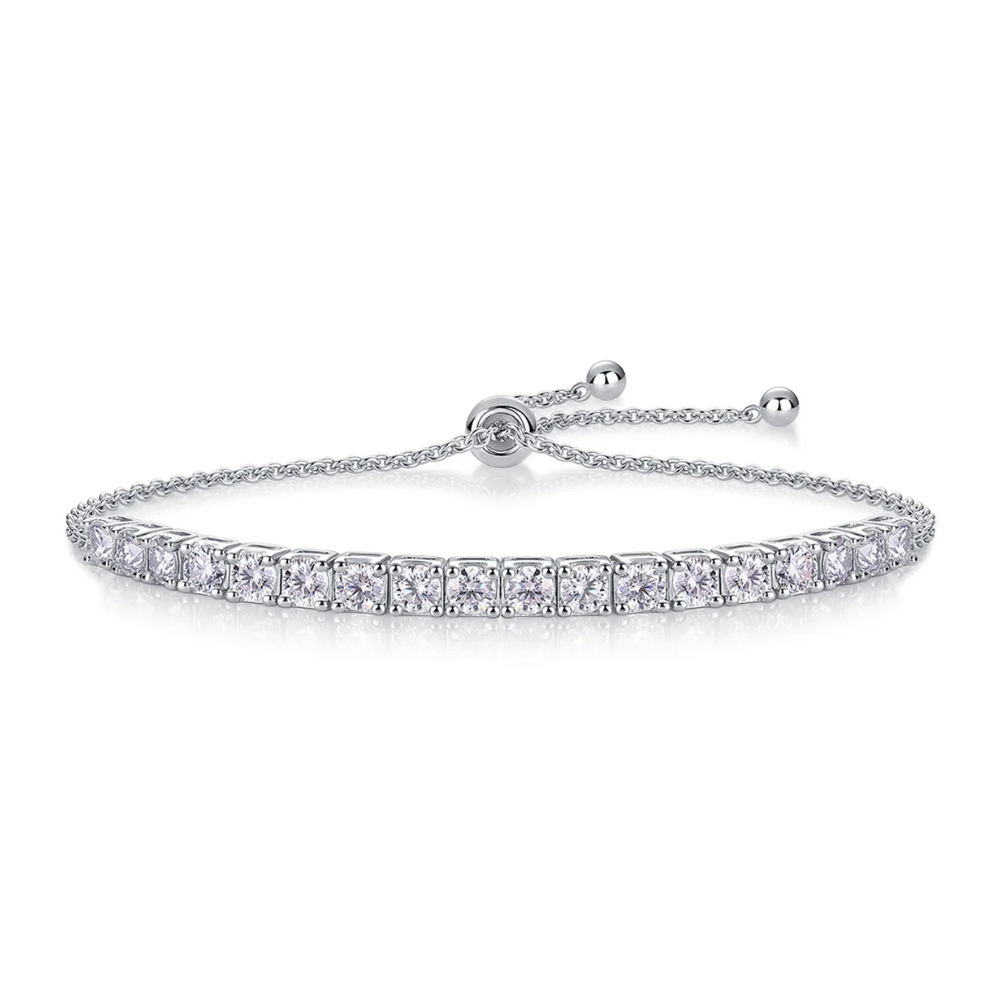 Moissanite Tennis Bracelet 1.8ct-9ct Diamond Bracelets for Women 18K White Gold Plated S925 Sterling Silver Adjustable Bracelets