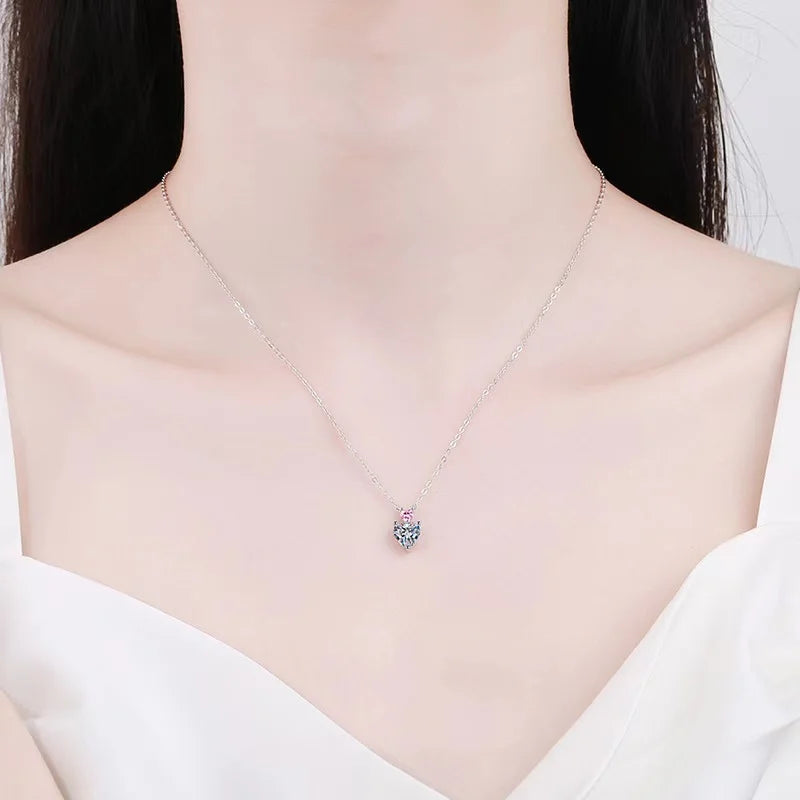 1ct Moissanite Double Heart Pendant Necklace