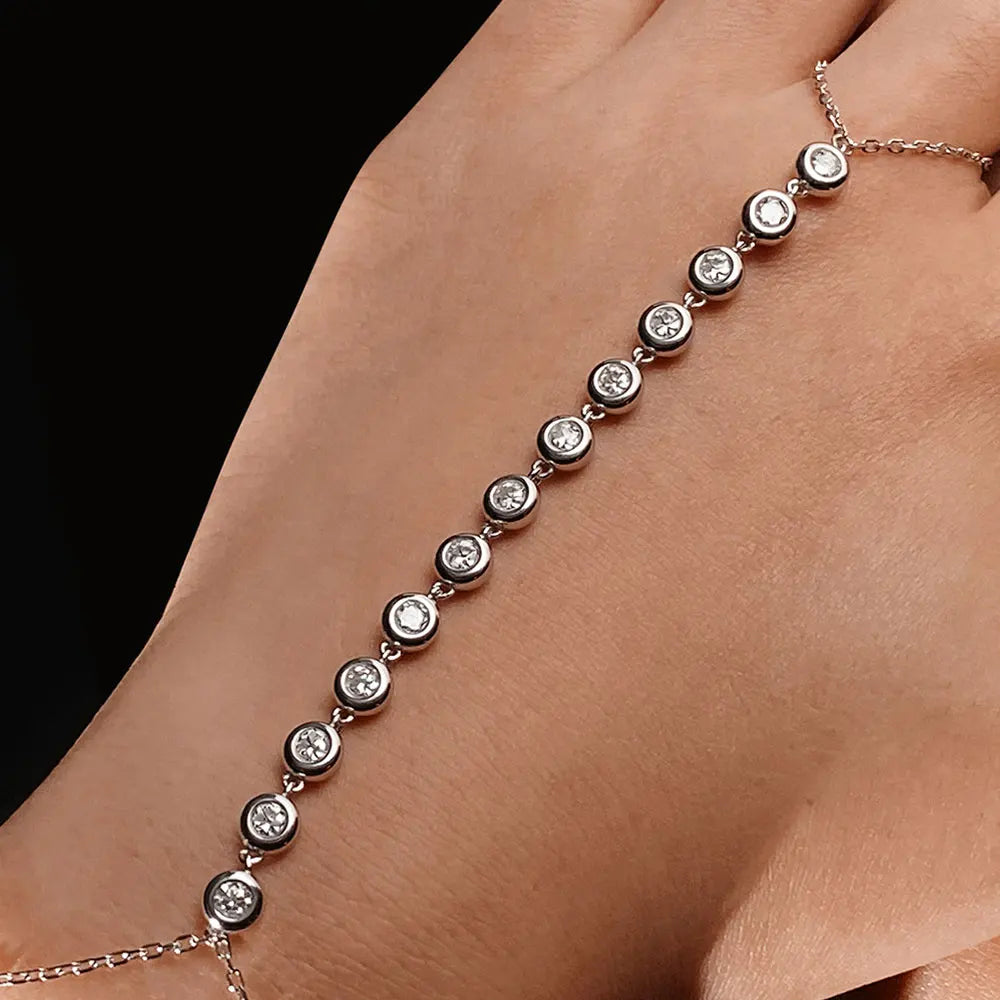 Moissanite Bracelets for Women Girls 15-20cm Adjustable Chain 925 Sterling Silver Plated 18k 3mm