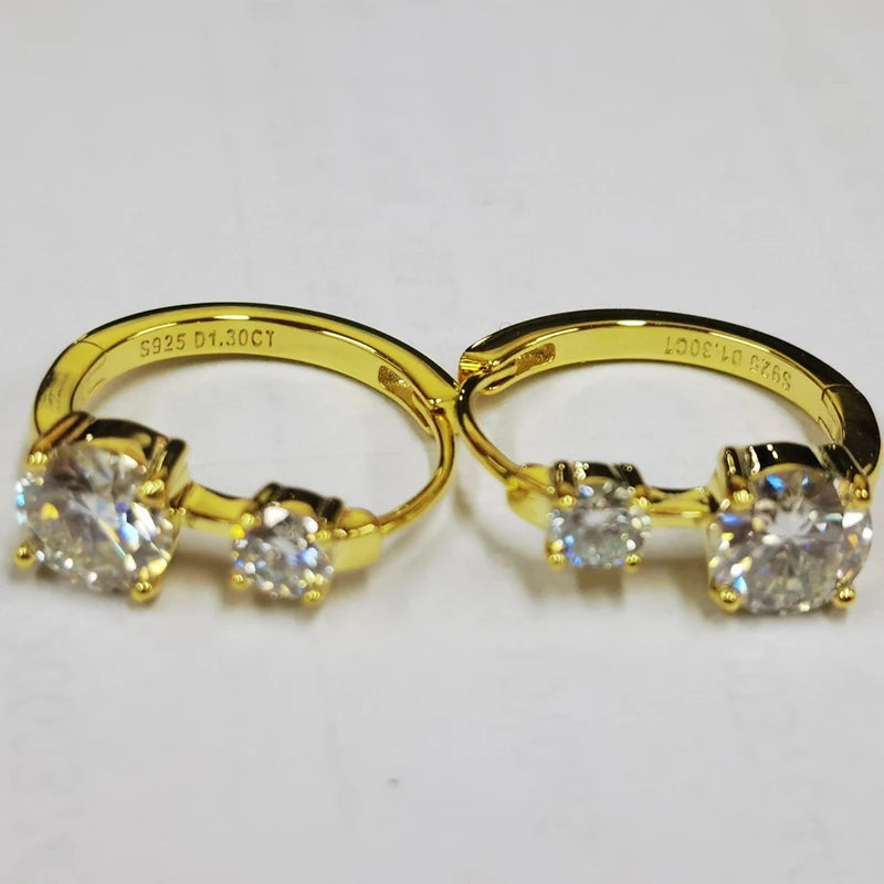Moissanite Earrings With Certificate 925 Sterling Silver Hoop Earring