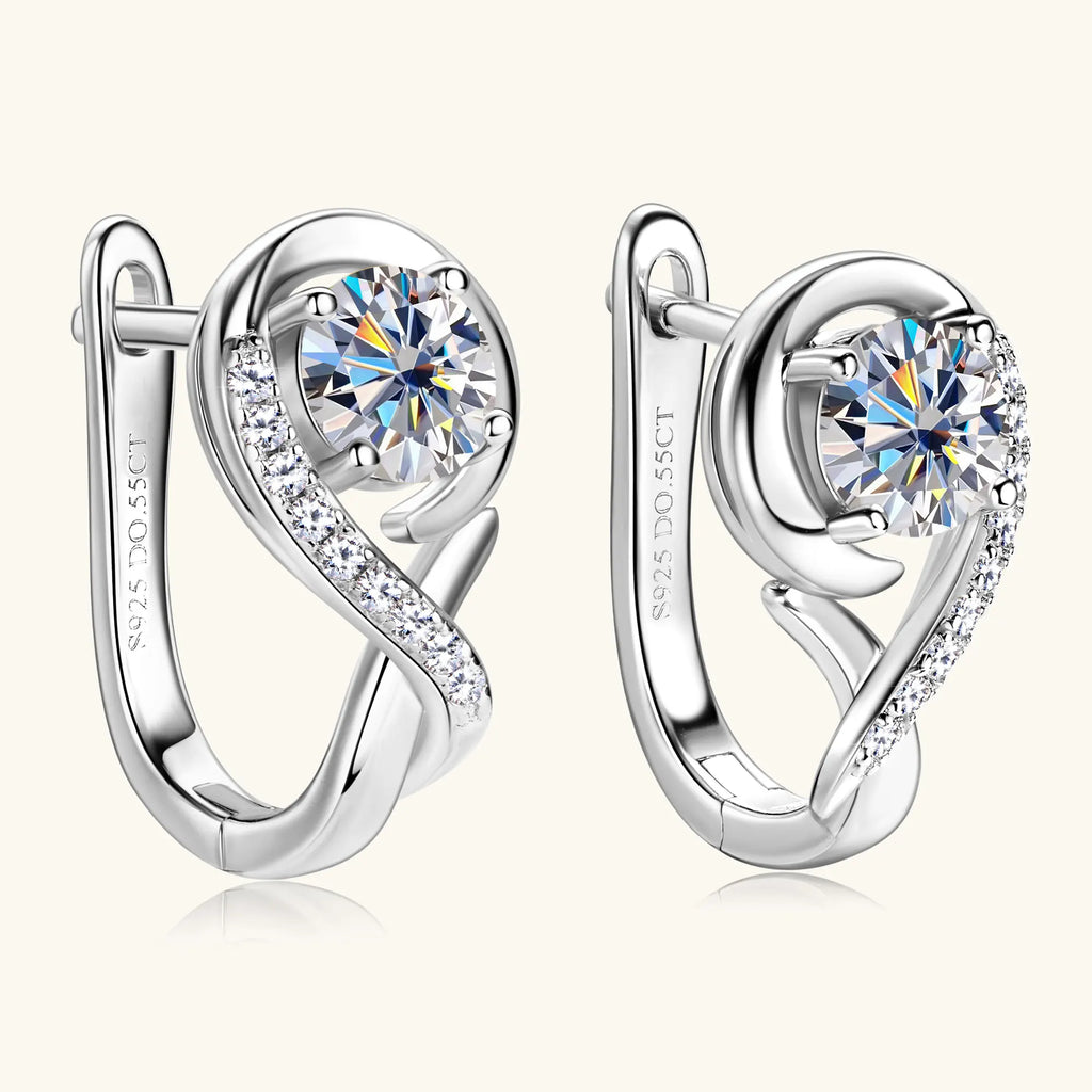 Original 925 Sterling Silver Moissanite Hoop Earrings 5mm D VVS1 Round Cut Plated 18k Gold Diamond Wedding Earring