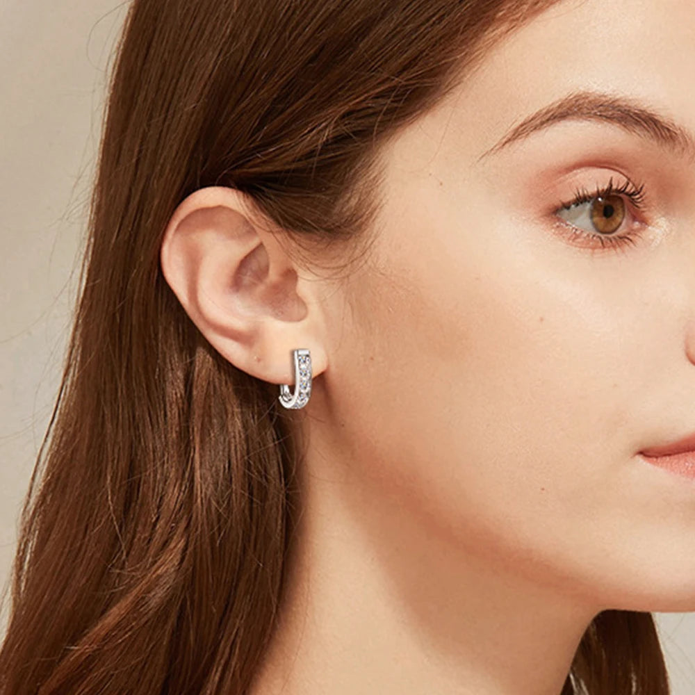 Moissanite Earring for Women 925 Sterling Silver Plated Gold Hoop Earrings 3mm 0.1ct Trending Jewelry Accessories