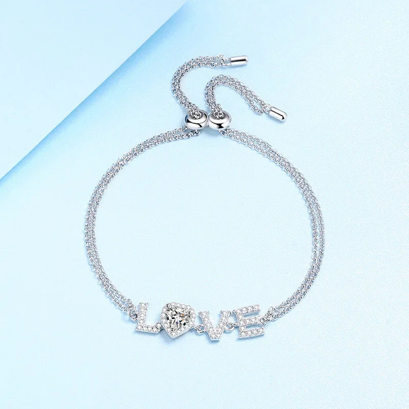 0.5CT Moissanite LOVE Bracelet for Women