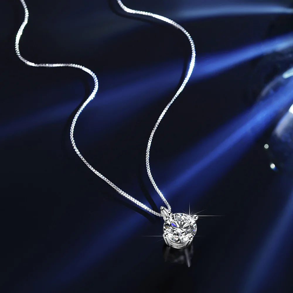 Premium GRA Moissanite Pendant Necklace for Women Classic Four-Prong Setting Carat Fashion Korean Collarbone Chain Short Section