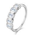 Emerald Cut 5-Stone Moissanite Band - D VVS1 S925 Silver 2.5ct