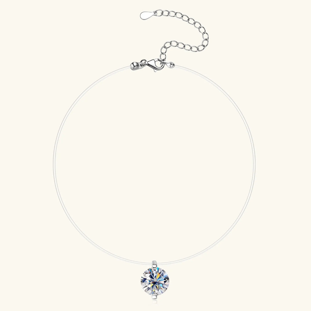 Moissanite Necklace for Women Sparkling Lab Diamond 0.5CT 1CT 2CT Solitaire Pendant 925 Silver Transparent Chain Necklaces