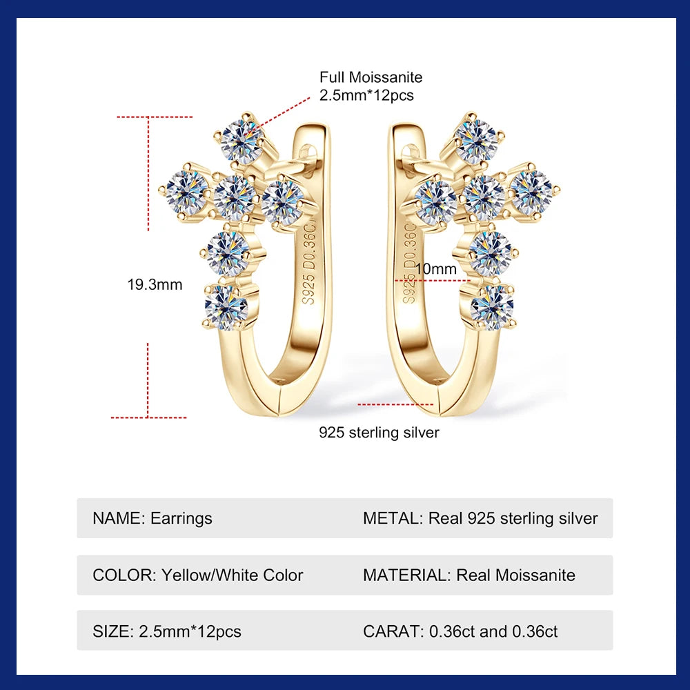 Earring 925 Sterling Silver Cross Earrings 18K White Gold Plated Hoops for Women Faith Gift 2.5mm Moissanite Diamond