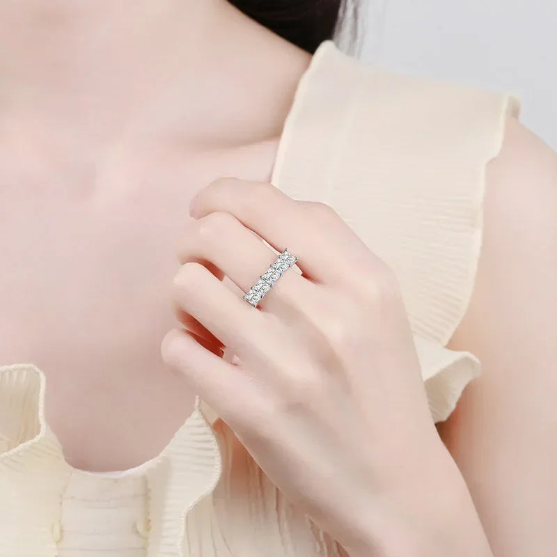 Engagement PT950 Platinum Women Wedding Band Moissanite Diamond 2CT Girl Birthday Gift Daughter Adult's Day Lady Valentine's Day