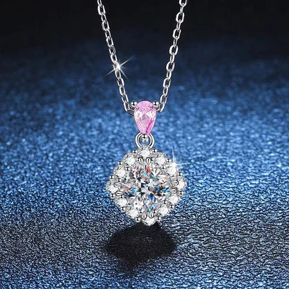 1ct Moissanite Square Pendant Necklace