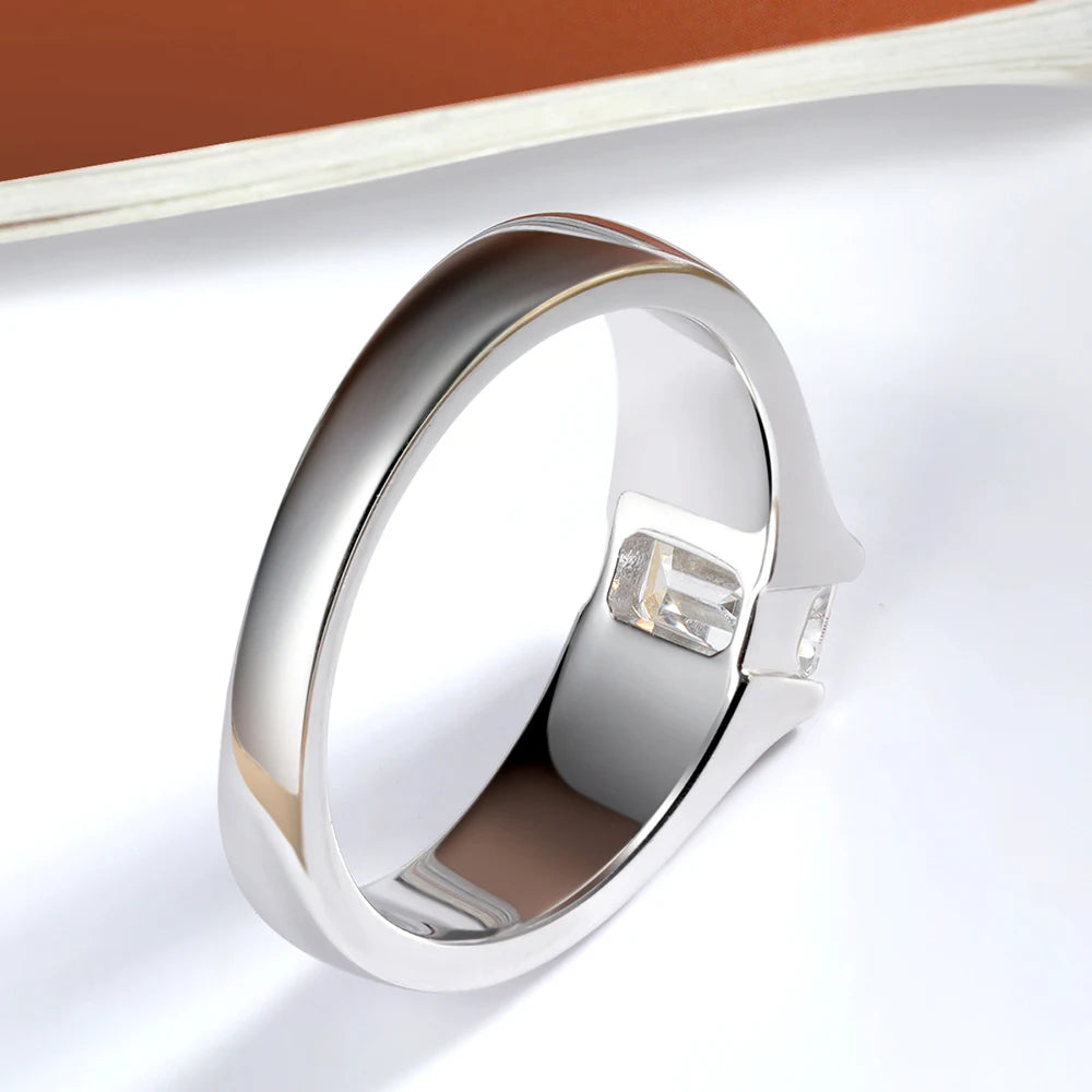 D Color 4*6mm Emerald Cut Moissanite Diamond Rings Women Man Wedding Bridal S925 Sterling Silver Rings Anniversary Gift