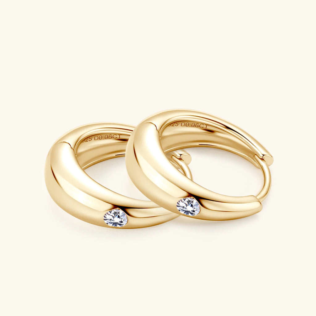 Hoop Earrings For Women 925 Sterling Silver Plated Gold 2.5mm Moissanite Huggie Hoops Earring 2023 Trend Fine Jewelry