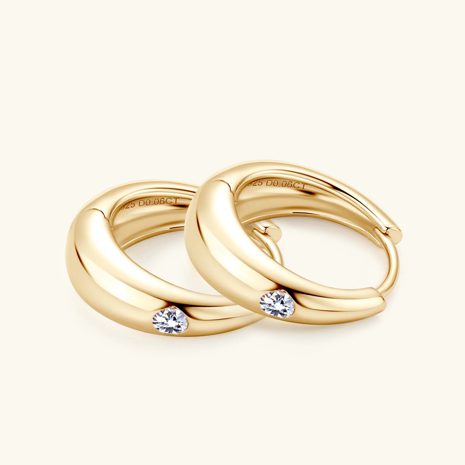 Hoop Earrings For Women 925 Sterling Silver Plated Gold 2.5mm Moissanite Huggie Hoops Earring 2023 Trend Fine Jewelry