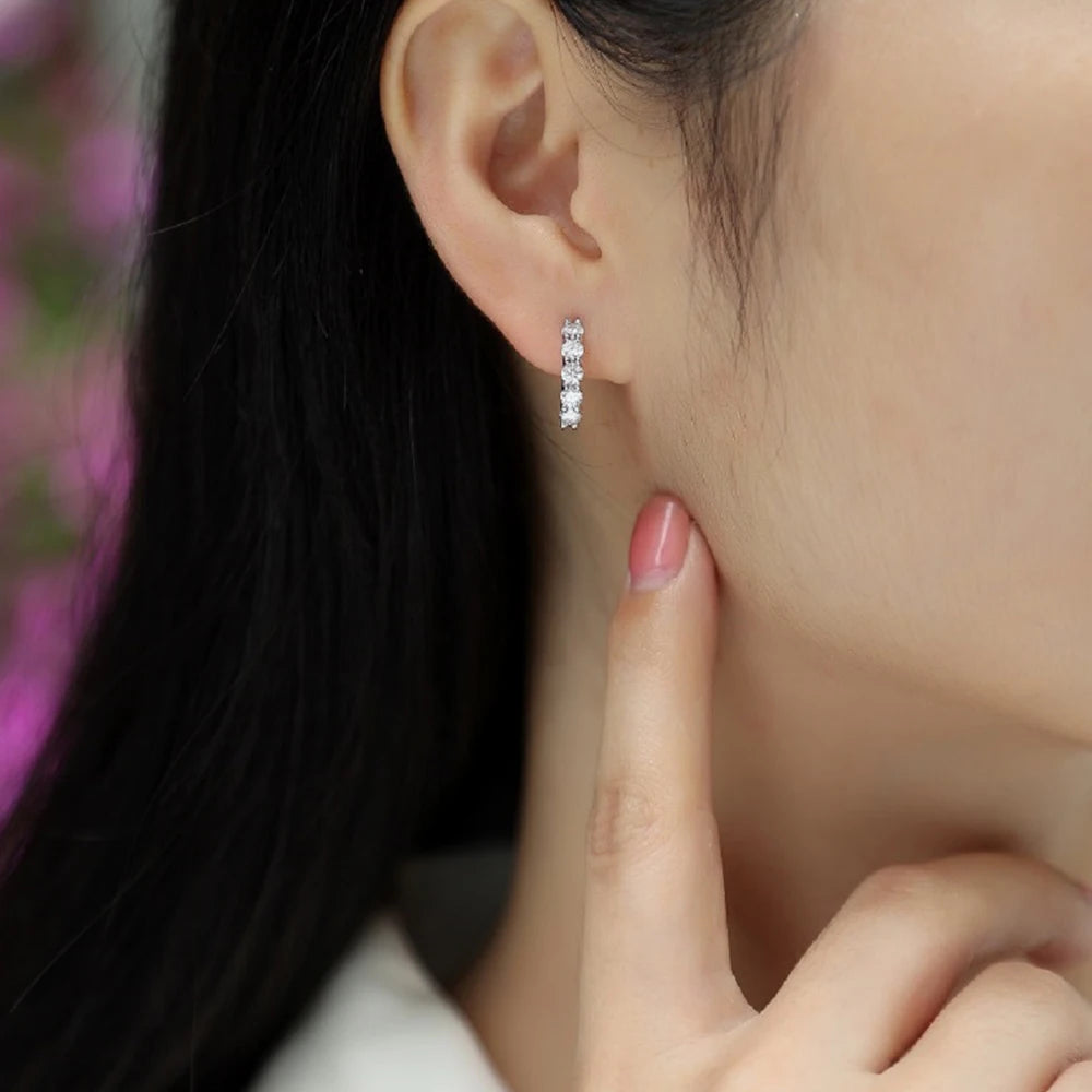 D Color Moissanite Earrings 925 Sterling Sliver Plated White Gold Hoop Earring For Women Classic Wedding Party Jewelry