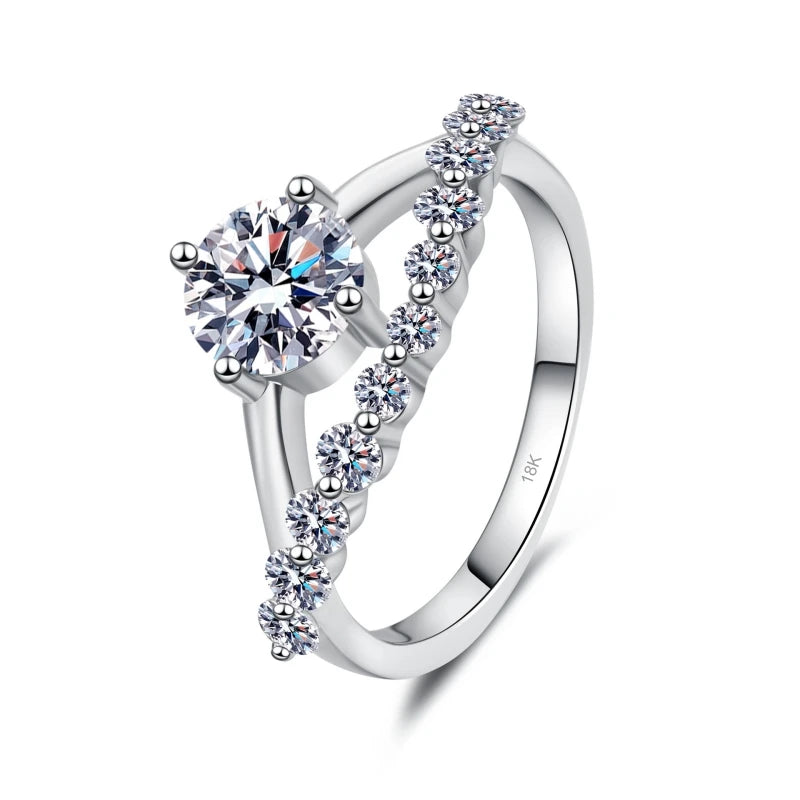 Lover Valentine's Day 18K White Gold Daughter Birthday Gift 1CT Moissanite Diamond Girl PT950 Platinum Women Wedding Party Rings