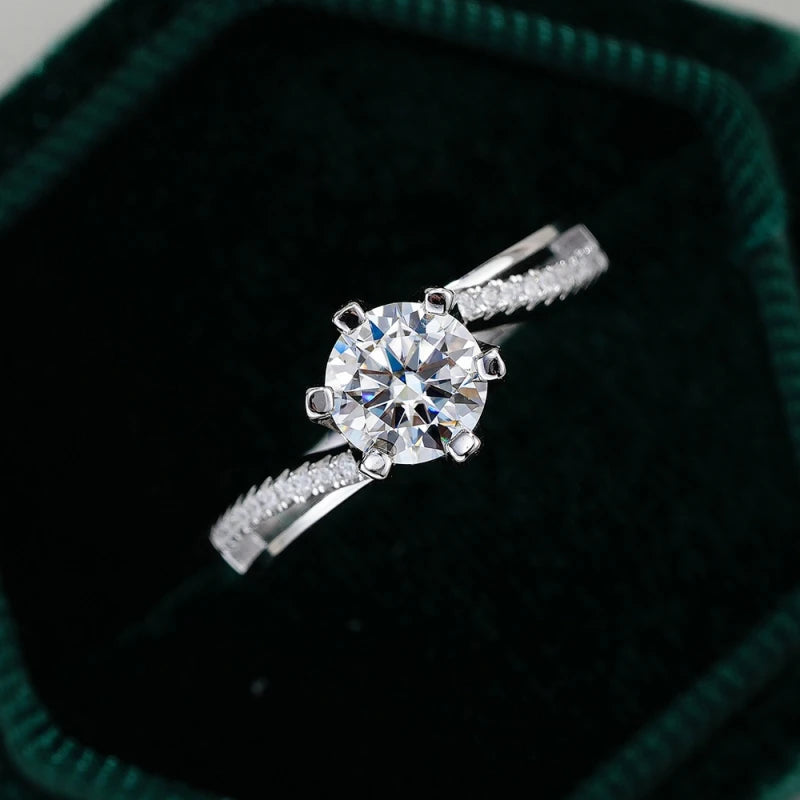 Lover Valentine's Day 18K White Gold Birthday Gift Rings 1CT Moissanite Diamond Women Wedding Band PT950 Platinum Party Jewelry