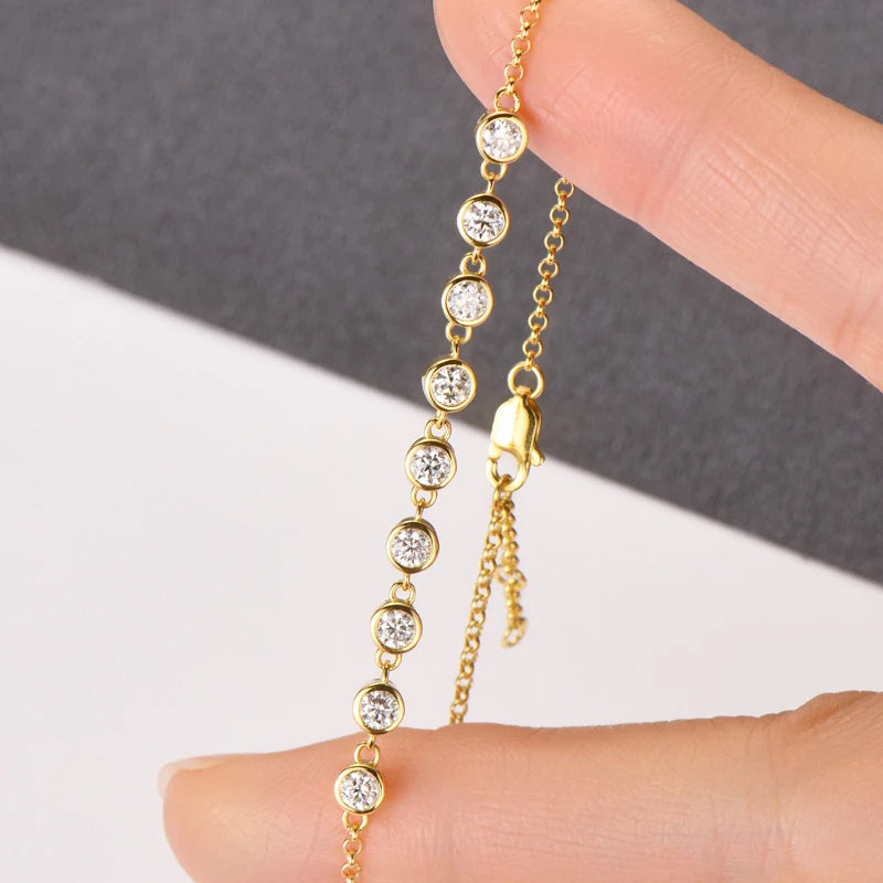 Full Moissanite Bracelets for Women s925 Sterling Silver with White Yellow Gold Plated Lab Diamond Bracelet Fine Jewelry