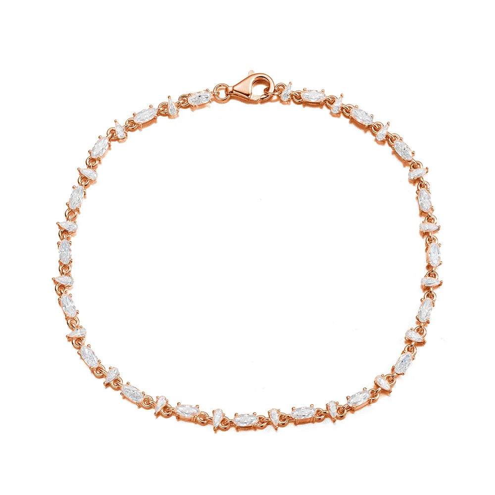 Oval Pear Cut Moissanite Tennis Bracelet s925 Silver Plated 18k White Gold GRA Certified Thin Bracelets for Women Man