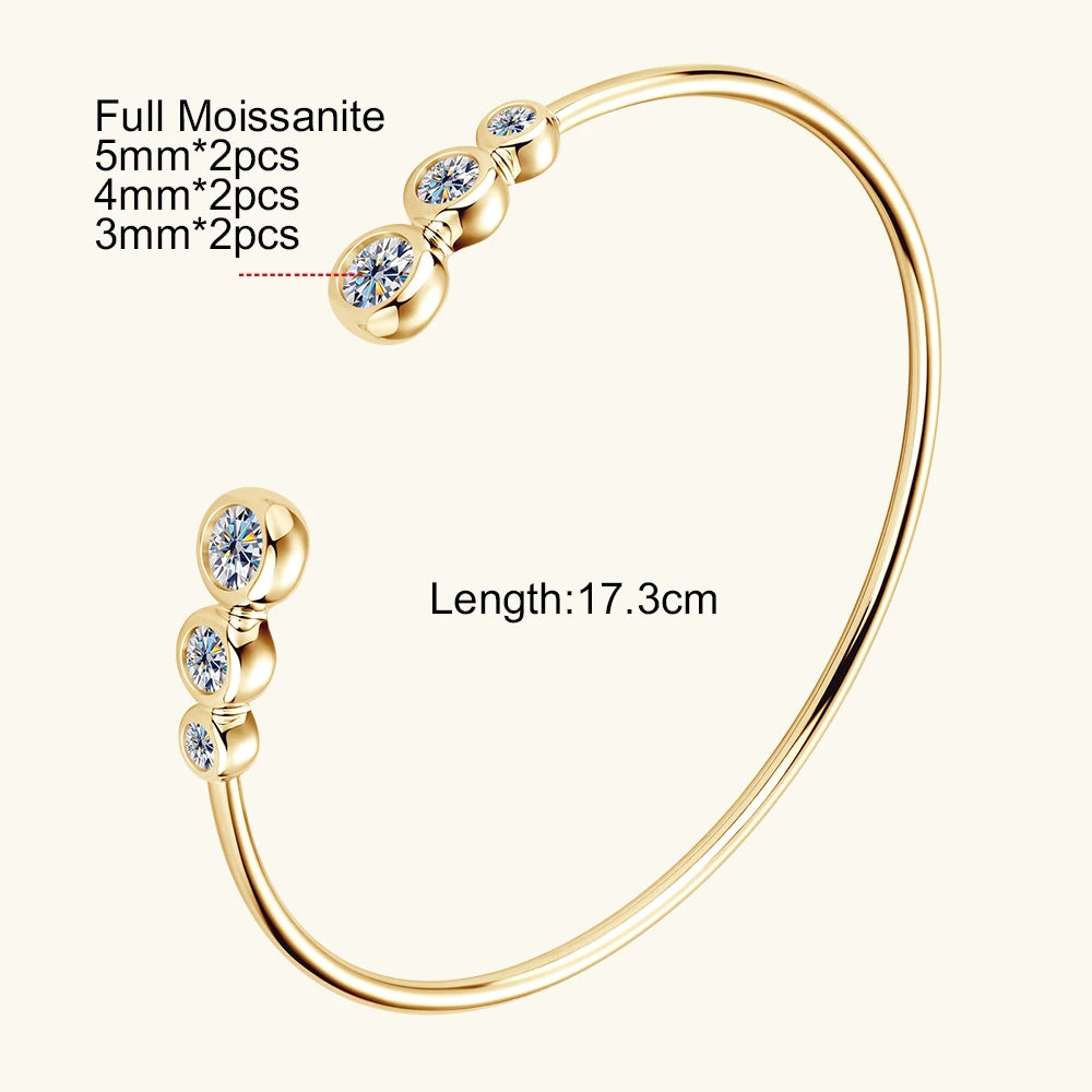 Moissanite Bangle Bracelet 18K Gold Plated 925 Sterling 0.5CT Silver Classic Bangle Bezel Set Diamond Bracelet for Women Gifts