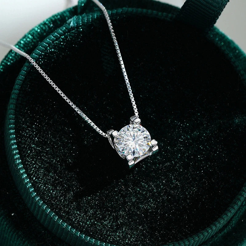 Girl Christmas 18K White Gold Daughter Birthday Necklaces 1/2CT Moissanite Diamond Women Wedding PT950 Wife Valentine's Day Gift