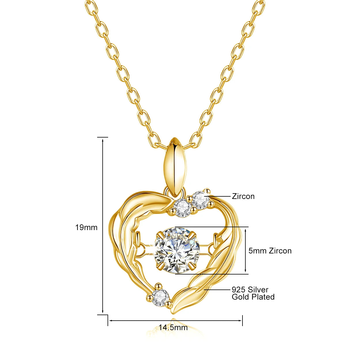 Heart Pendant Necklace Moissanite Women 100% 925 Sterling Silver