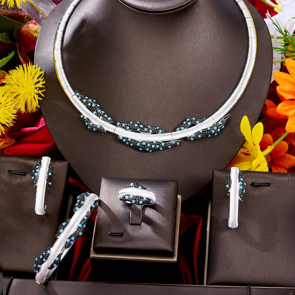 4PCS Sexy Lips Luxury African Jewelry Set For Women Wedding Party Zircon Crystal Dubai Bridal Necklace Gift