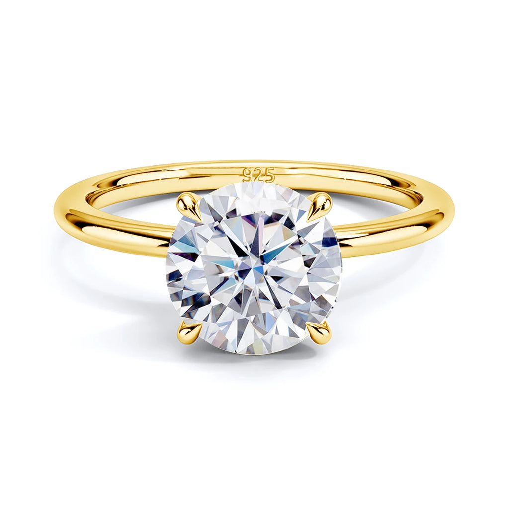 Moissanite D Color Ring For Women 925 Sterling Silver Gold Plated 1ct 2ct 3ct