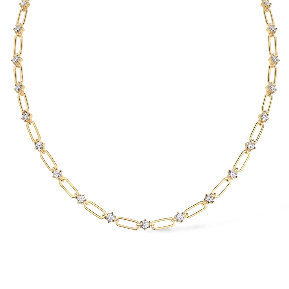 GRA Certified 4mm Moissanite Necklace for Women 925 Sterling Silver Diamond Necklaces Plated 18k Gold Fine Jewelry