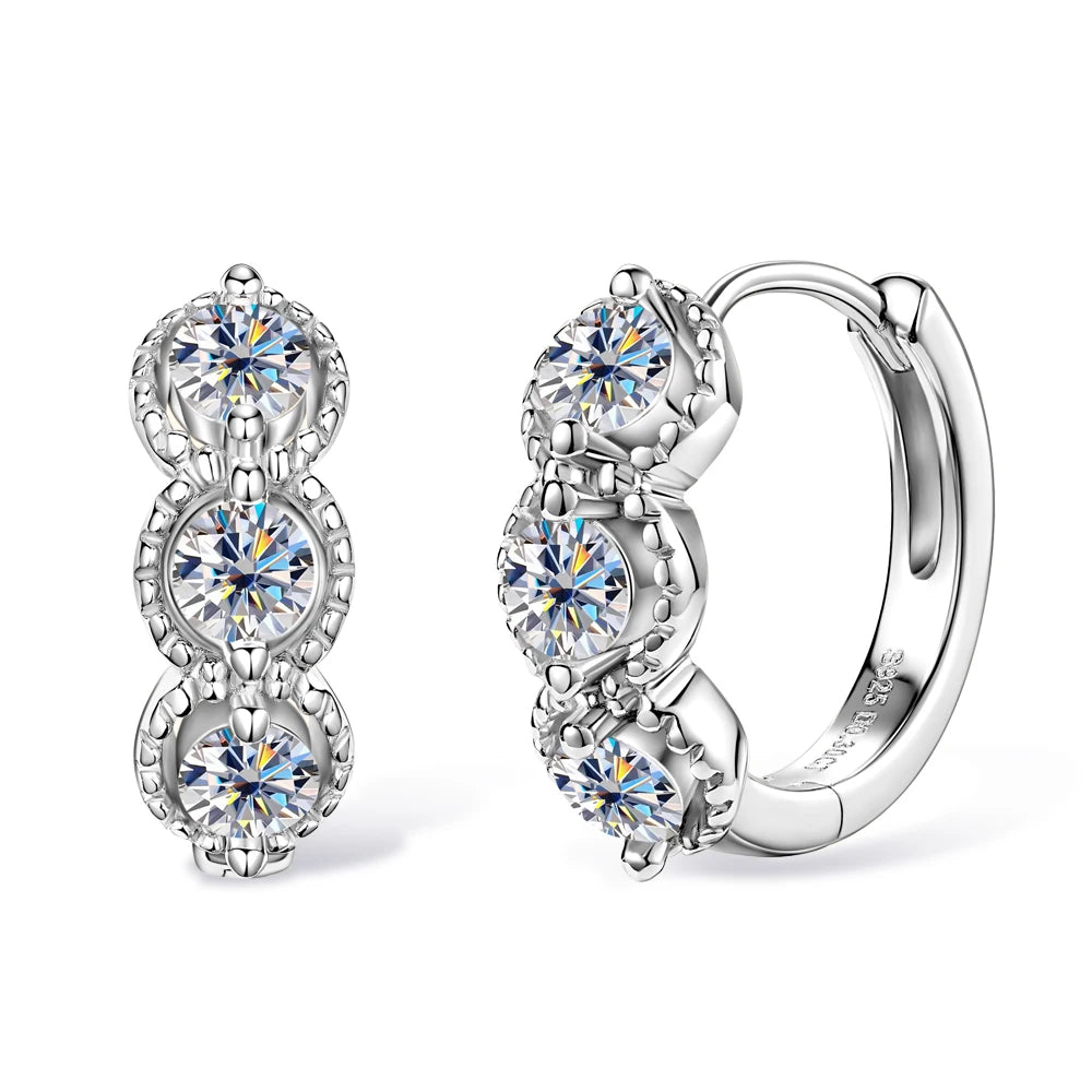 D Color Sparkling Moissanite Earrings 925 Sterling Silver Classic Shining Circle Hoop Earrings For Women Fine Jewelry