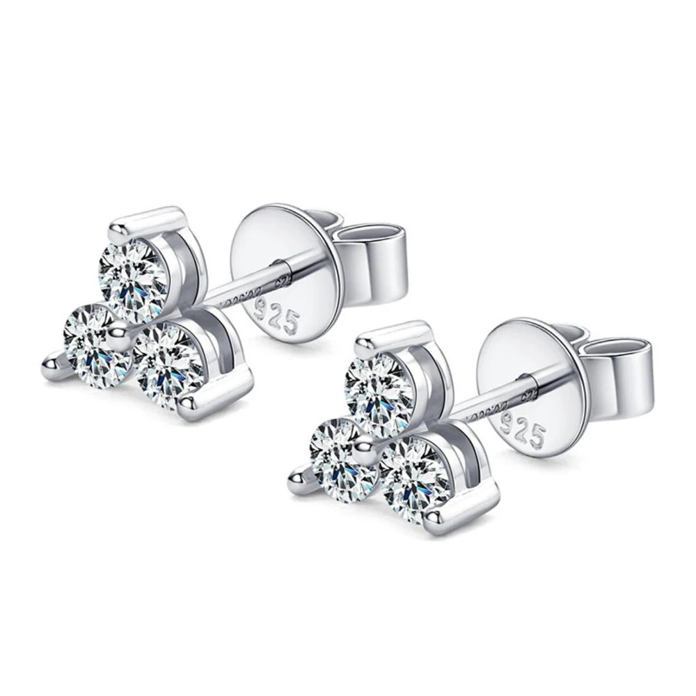 Stud Earrings 100% 925 Sterling Silver 3mm D Color Diamond Earring for Women Girl Birthday Gift with GRA 0.3CT Clover Moissanite