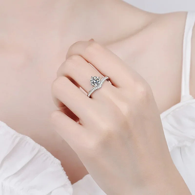 WOMEN Valentine's Day PT950 Platinum Wedding Band Moissanite Diamond VVS1 D Color 0.5/1/2CT Engagement Rings Girl Birthday Gift