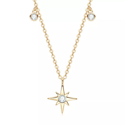 Moissanite Star Pendant 14K Gold Plated