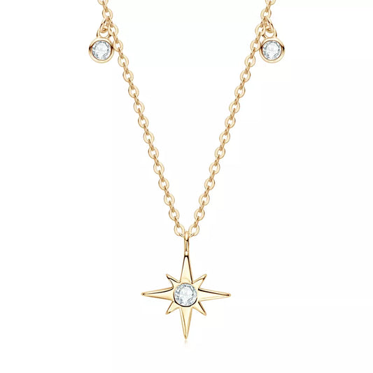 Moissanite Star Pendant 14K Gold Plated