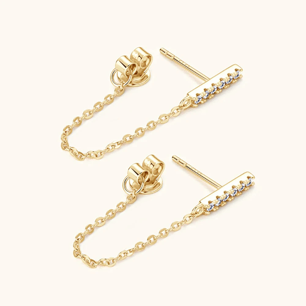 Full Moissanite Tassel Earrings Stud Ear