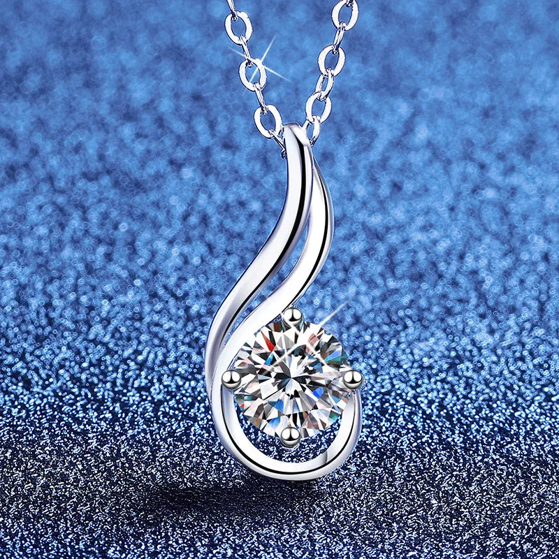 Infinity Note Necklace PT950 1Ct Japanese-Korean Minimalist Water Drop Pendant Hypoallergenic Platinum Jewelry Gift
