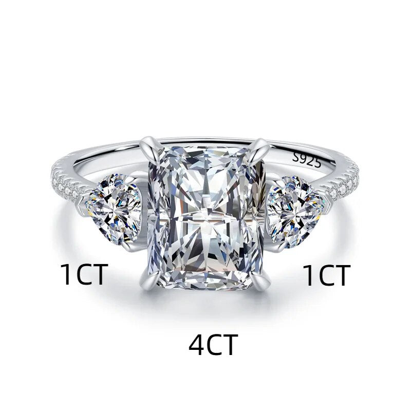 6 Carats Radiant Cut Moissanite Engagement Ring