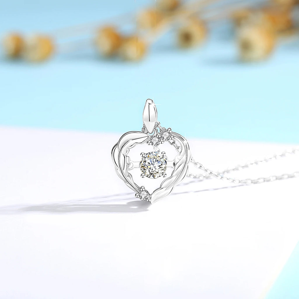 Heart Pendant Necklace Moissanite Women 100% 925 Sterling Silver
