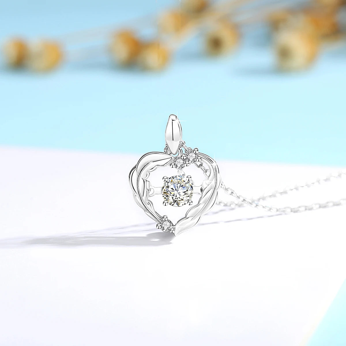 Heart Pendant Necklace Moissanite Women 100% 925 Sterling Silver